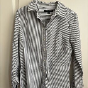 Banana Republic Navy and White Striped Dress Shirt
